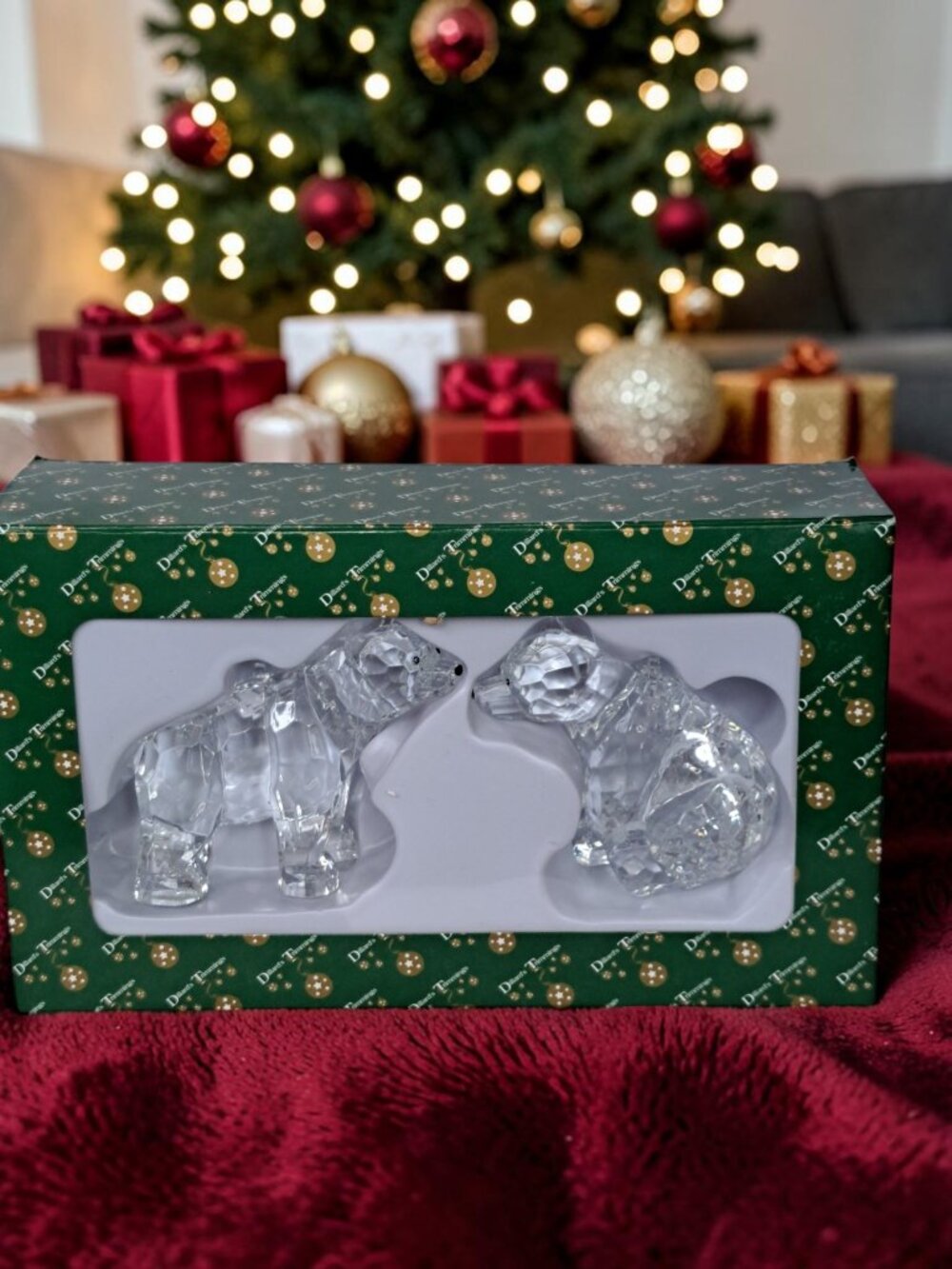 Dillards Trimmings Polar Bear Glass Faceted Ornaments-set of two in box